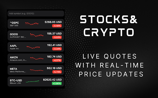 Stocks – Realtime Watchlist & Charts :: Track your favorite stocks & crypto in real-time with live charts, news, and quotes – all in a clean, customizable side panel.