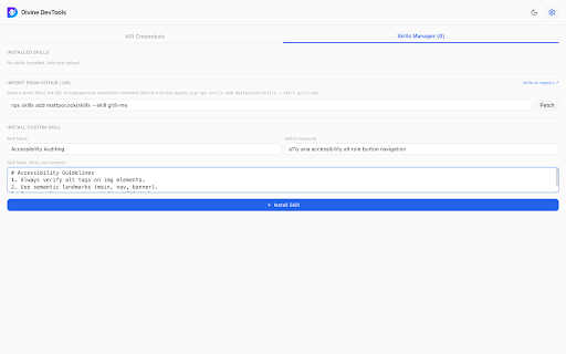 Divine DevTools :: Visual DOM Inspector and AI Side Panel for web app development with Skills integration.