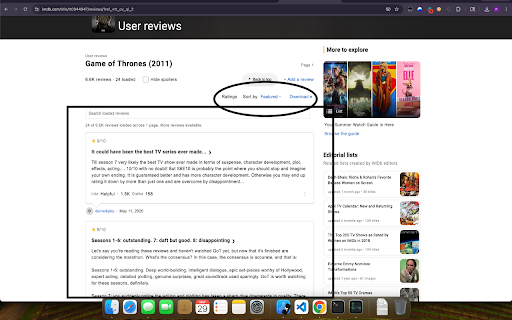 IMDb Power Tools: No-Login Reviews & Ratings :: Add no-login IMDb reviews, ratings, episode charts, cast previews, and verified watch options.