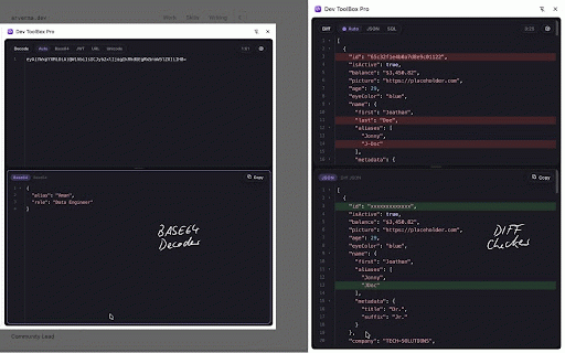 Dev ToolBox Pro :: Format JSON and SQL, decode Base64 and JWT, convert Unix time, and diff text — locally in a Chrome side panel.