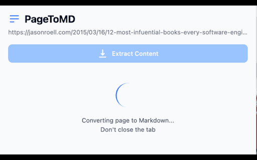 PageToMD: Web to Markdown Converter :: Converts webpage content into clean, structured Markdown format.