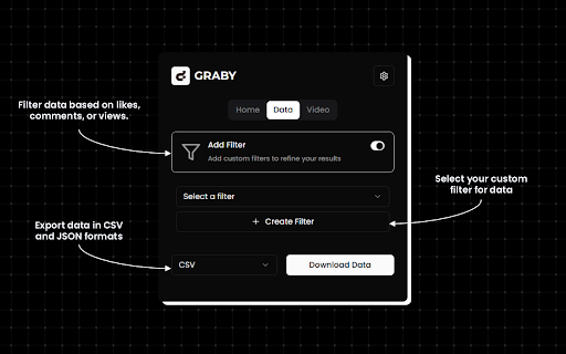 Graby - Data and Video Extractor :: Graby is a powerful Chrome extension designed to help you scrape and download Instagram profile post data and videos with ease.