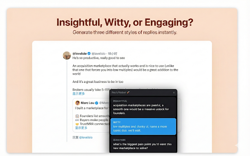 XReply: AI Reply Assistant for Twitter/X :: Boost your X (Twitter) growth with AI-generated replies. Insightful, witty, and engaging comments in one click.