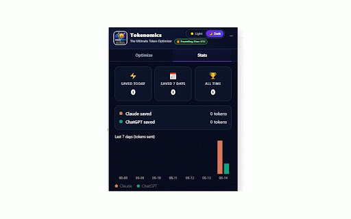 Tokenomics — AI Token Optimizer :: Track & save tokens on Claude and ChatGPT. Live budget warnings, smart compression, context snippets, and Save & Switch.