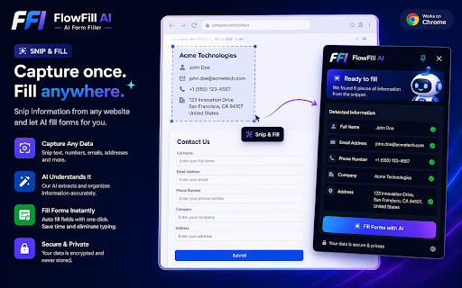 FlowFill AI – AI Form Filler & Autofill Assistant :: AI-powered autofill for forms, inputs, and multi-step workflows. Fast, smart, and effortless.