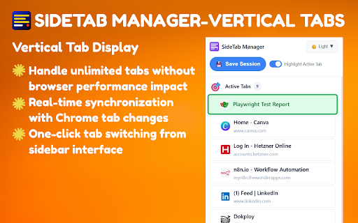 SideTab Manager - Vertical Tabs & Sessions :: Transform Your Tab Management Experience. The Ultimate Vertical Tab Manager for Chrome