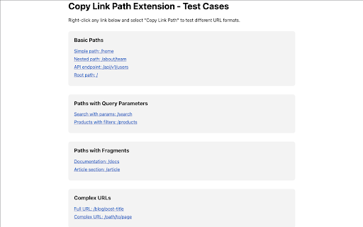 Copy Link Path :: Right-click any link to copy just its pathname (e.g., '/about/team') to clipboard. Great for developers.