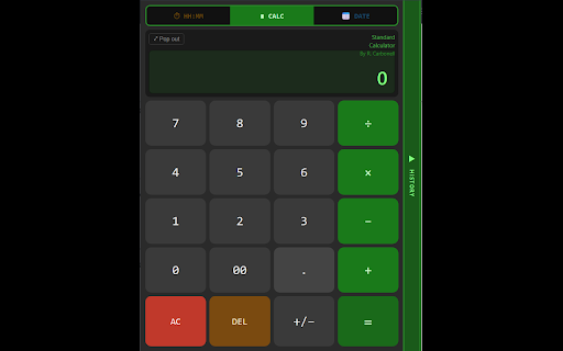HH_MM_Tri_Calculator :: Three-mode calculator: HH:MM time, standard, and date & time difference with persistent history.