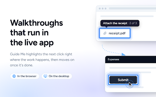 Stepwright :: Record browser workflows as step-by-step guides and play them back with Guide Me.