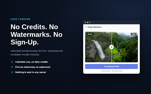 image enhancer :: Fix blurry, low quality photos in one click with an AI image enhancer that upscales resolution, privately.