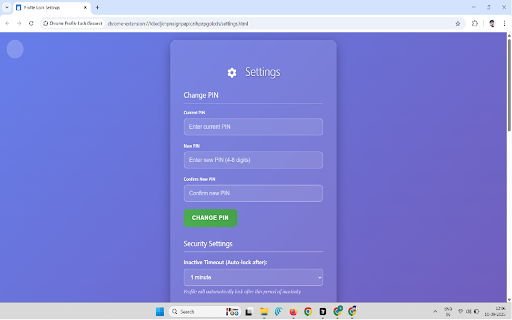 Chrome Profile Lock (Secure) :: Secure Chrome profile with PIN protection, session timeout, and advanced security features. Created by Global Webify.