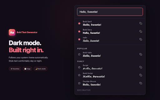 Bold Text Generator :: Create bold, italic, and fancy Unicode text for social media posts, bios, and messages. 17 styles — just copy and paste.