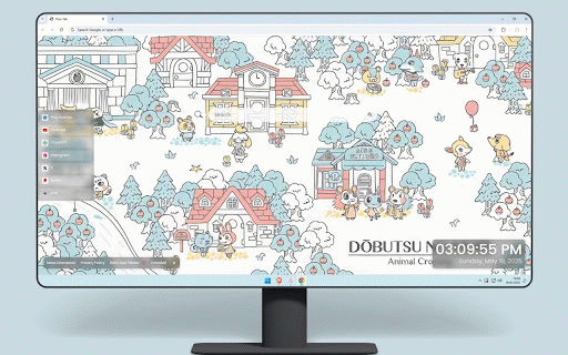 Animal Crossing - Dōbutsu no Mori Live Wallpaper :: Charming Animal Crossing village map with pastel buildings, animal villagers, and apple trees in delicate line art style.
