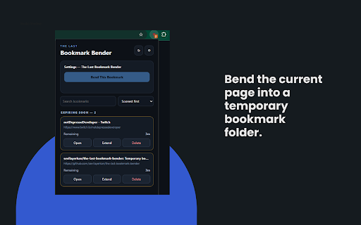 The Last Bookmark Bender :: Temporary bookmarks with retention rules, warnings, and a final 24-hour grace period.