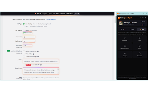 Listing Launchpad Autofill :: Pick a listing and one-click fill blank fields on MLS and listing forms.