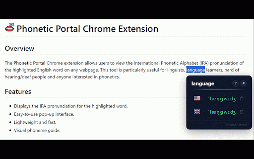 Phonetic Portal :: Opens a portal and displays the phonetic pronunciation of the highlighted word.