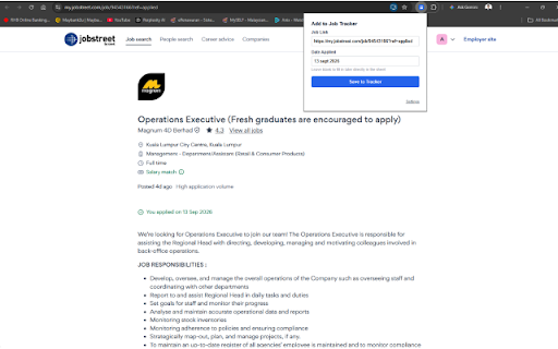 Job Tracker Quick Add :: Add the job posting on your current tab straight into your Google Sheet job tracker.