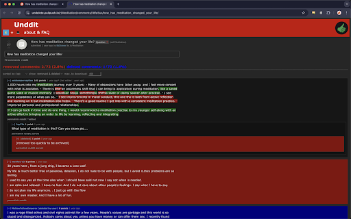 Unddit (Undelete Reddit) :: Opens the current Reddit page on undelete.pullpush.io to view deleted posts and comments.