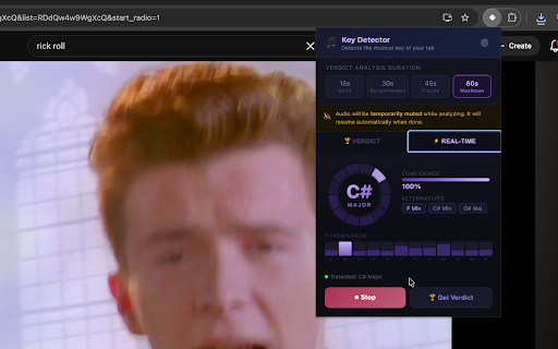 🎵 Key Detector - Real-time Song Key Finder :: Instantly identify the musical key of any audio playing in your tab (YouTube, Spotify, etc.)