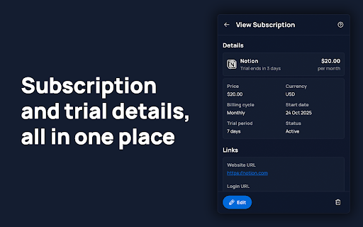 Substash: Free Subscription Tracker :: Manage subscriptions from where you're most: your browser. For personal and for work. From Netflix to Notion.