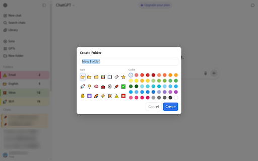 GPT Folder :: Enhanced ChatGPT's session management function to support folder classification and pinned conversations