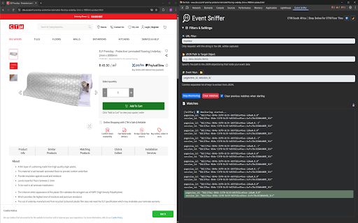 Event Sniffer :: DevTools extension for capturing JSON POST requests and filtering event data in real time.
