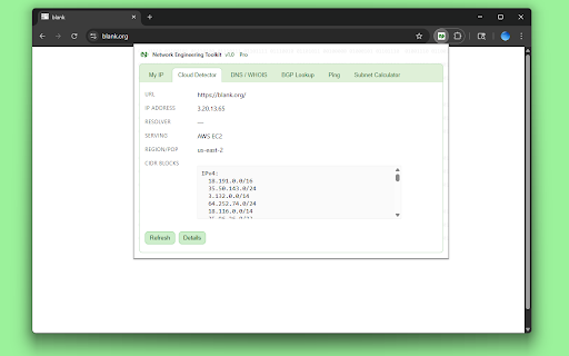 Network Engineer Toolkit :: Network Engineer Toolkit: Public IP, Cloud Detector, DNS / WHOIS, BGP Lookup, and Subnet Calculator