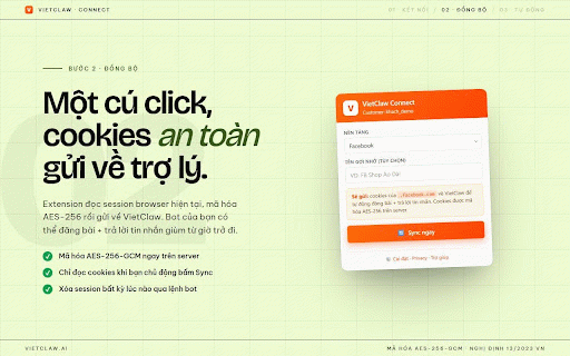 VietClaw Connect :: Đồng bộ tài khoản mạng xã hội của bạn với trợ lý ảo VietClaw để tự động đăng bài và trả lời tin nhắn.