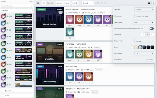 VRChat Friends & Group Instance Viewer :: Unofficial VRChat viewer for friends, instances, Favorite worlds and notifications, with Favorite and invite management.
