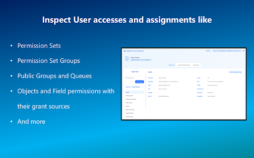 Salesforce User Inspector :: Productivity tool that allows you to inspect users present, and their accesses, in your Salesforce org.