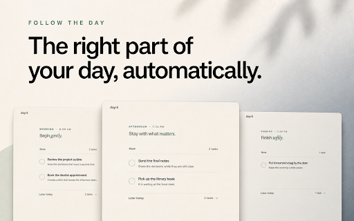 Dayli: Your Tasks in Focus :: Stay focused by seeing only the tasks that matter now whenever you open a new tab.