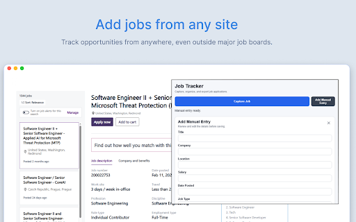 Jobby - Job Application Tracker :: Track job applications from LinkedIn and Indeed or add them manually. Organize, filter, and export your jobs locally.