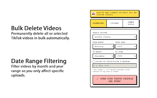 Delete and Change Privacy All My Tiktok Videos :: Bulk delete your TikTok videos or change their privacy settings (Everyone, Friends, Only you) automatically in one click.