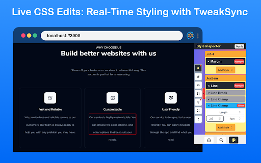TweakSync :: TweakSync lets you style web elements in real-time from Chrome and sync changes with VS Code for a smooth development experience.