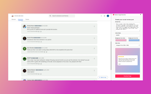 Review Image Generator :: Create and download customized review images for social media sharing.