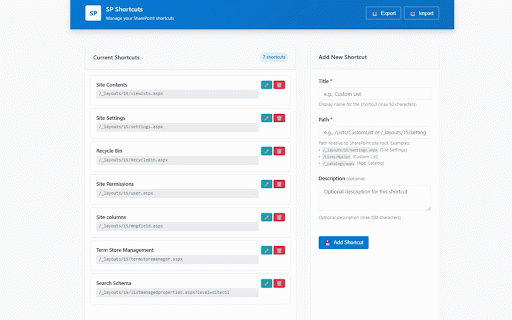 SP Shortcuts :: Quick access to SharePoint pages and list settings via right-click context menu