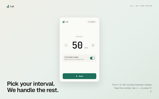 Lull :: Calm break reminders and guided micro-exercises.