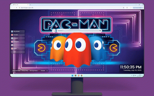 Pac-Man Retro Arcade Live Wallpaper :: Retro Pac-Man game with neon maze design featuring classic characters and 80s arcade vibes.