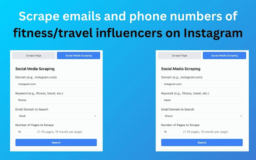 EmailMaster - Email & Phone Number Scraper :: Email and phone number scraper with Google dork search capabilities for social media lead scraping.