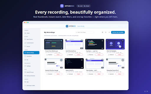 OpenRec - Free Screen Recorder (No Watermark & Time Limit) :: Free recorder for calls, tutorial & reaction vid's. 16:9 & 9:16 modes, mic/system audio, webcam overlay, trim, GIF export.