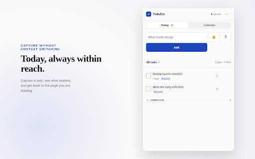 TodoZen — Tasks & Journal :: Keep TodoZen open beside your current tab for tasks, goals, habits, and journal.