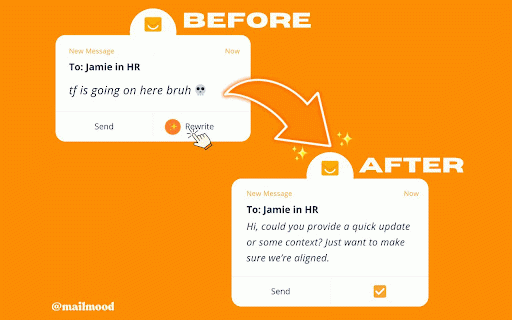MailMood - AI Email Rewriter :: Transform your Gmail messages with AI - choose corporate, casual, or assertive tones with one click