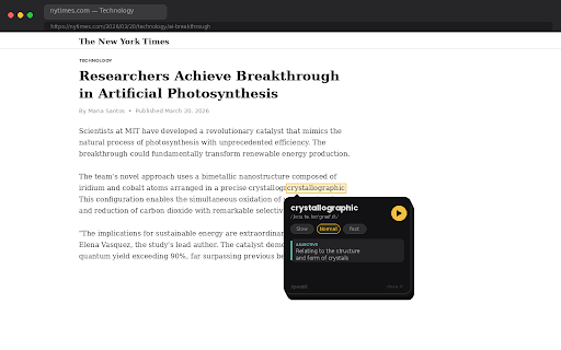 Speakli — Tap Any Word to Hear It :: Double-click any word on any webpage to instantly hear its pronunciation and definition. No tabs, no copy-paste, no interruptions.