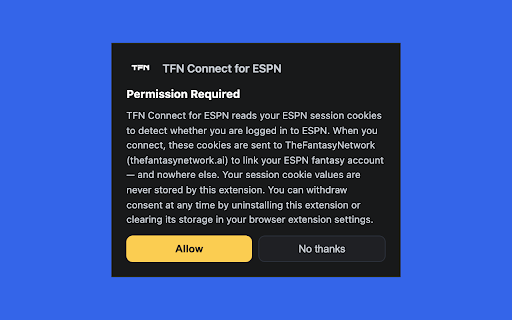 TFN Connect for ESPN :: Link your ESPN fantasy leagues to The Fantasy Network in one click — no passwords shared.
