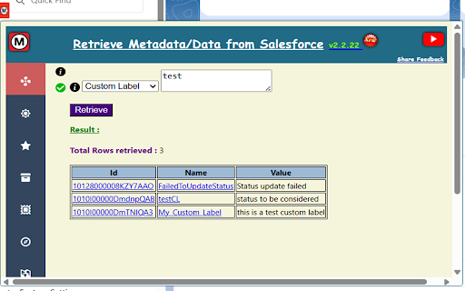 Retrieve Metadata/Data from Salesforce :: Retrieve any metadata/data from your Salesforce Org, Get detailed analysis of your debug logs in one click! Lightning Compatible.