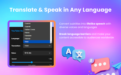 YouTube Subtitle Reader (AI) :: Dub YouTube videos with real-time translation and natural voices. Experience any content in your native language easily