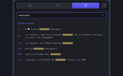 Pretty Markdown Navigator :: Browse local folders and read your Markdown files with a beautiful viewer, automatic outline and in-document search. 100% local.