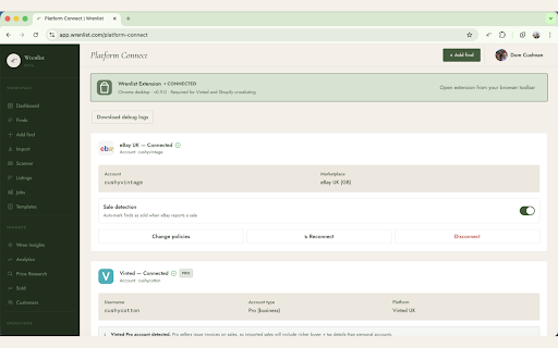 Wrenlist — Marketplace Sync :: Cross-list your resale inventory to multiple marketplaces from a single dashboard. The browser companion for wrenlist.com.