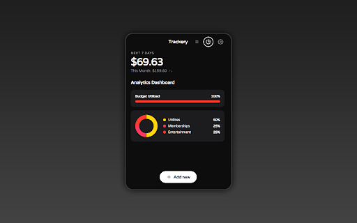 Subscription Tracker - Trackery :: Track subscriptions, manage budgets, and never miss a payment. Beautiful calendar, list, and analytics views.