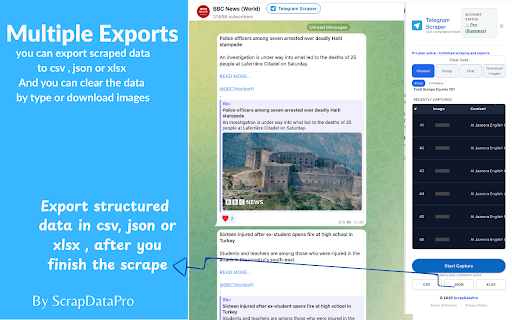 Telegram Scraper : Export posts, members , and channels :: Telegram Scraper : All in one scraper , export posts , export group members, comments , channel followers and more to csv